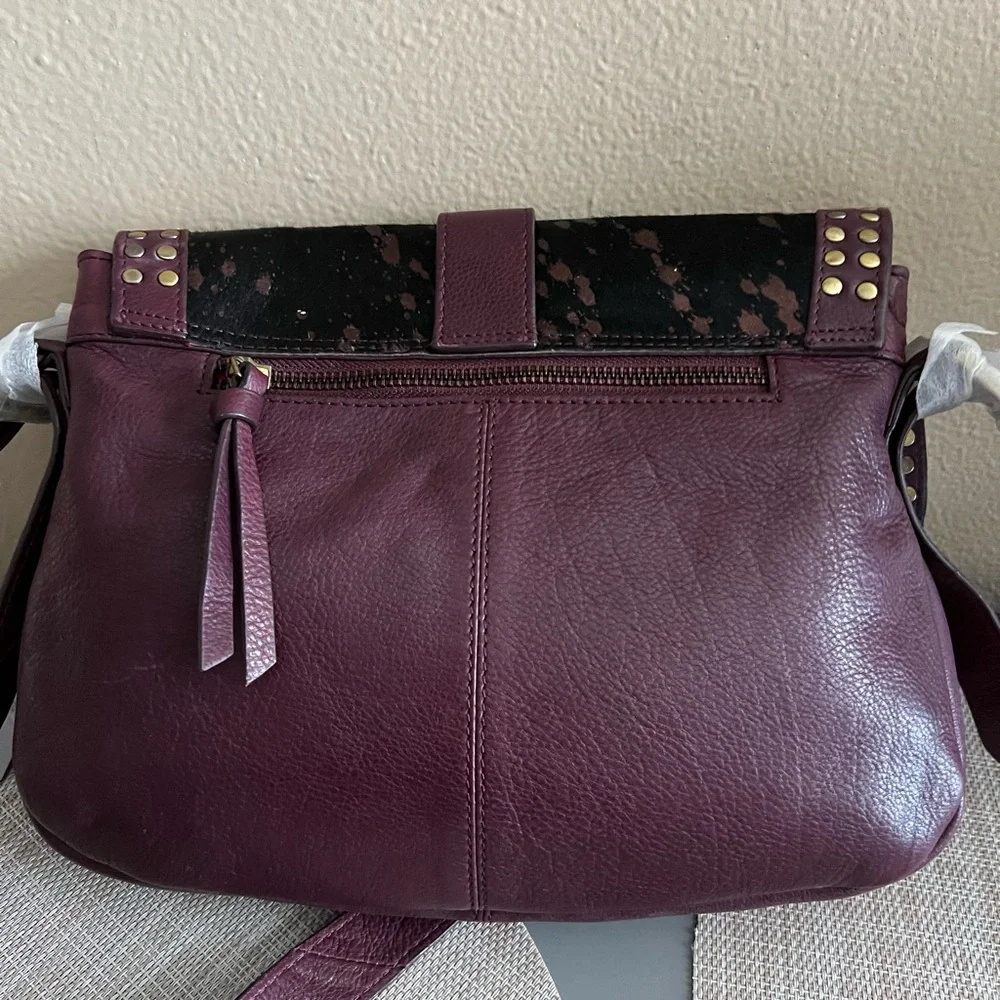 Sharif Plum and Black Studded Crossbody Bag